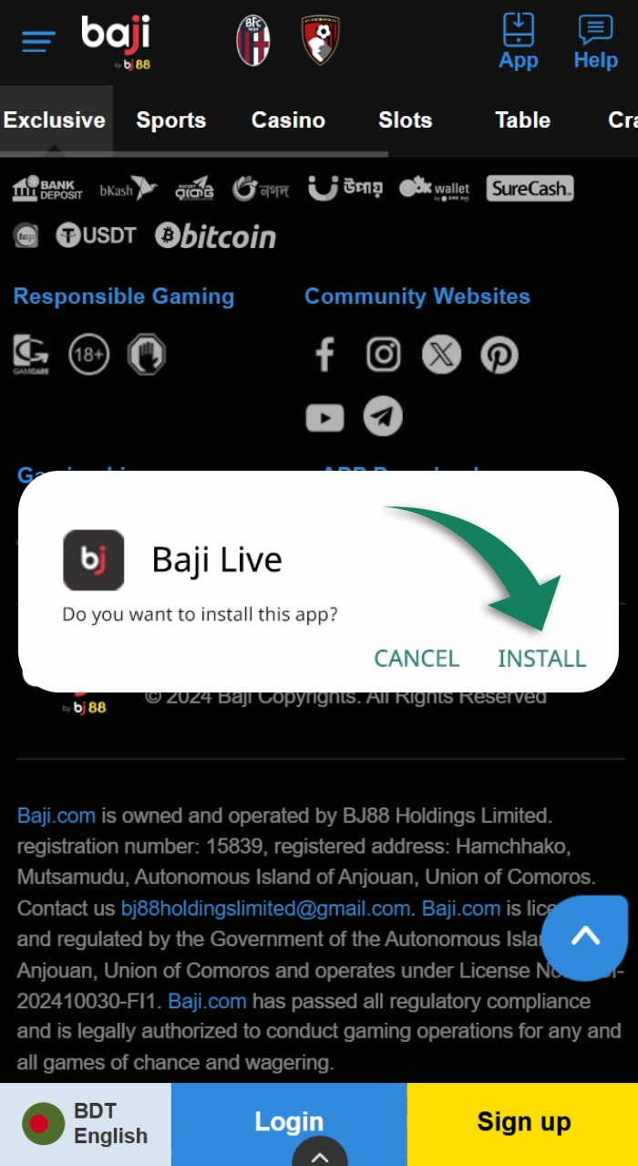 Run the installation process and enjoy playing Baji Live.