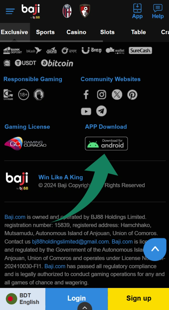 Start downloading the app by searching for the right link on the Baji Live website.