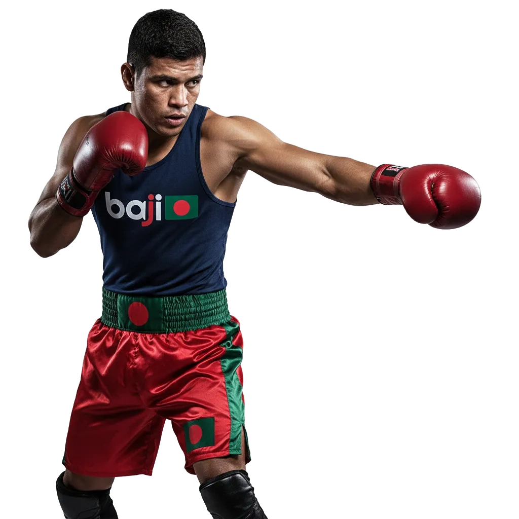 Baji Live MMA betting banner for Bangladesh highlighting live and pre-fight markets, decimal odds in BDT