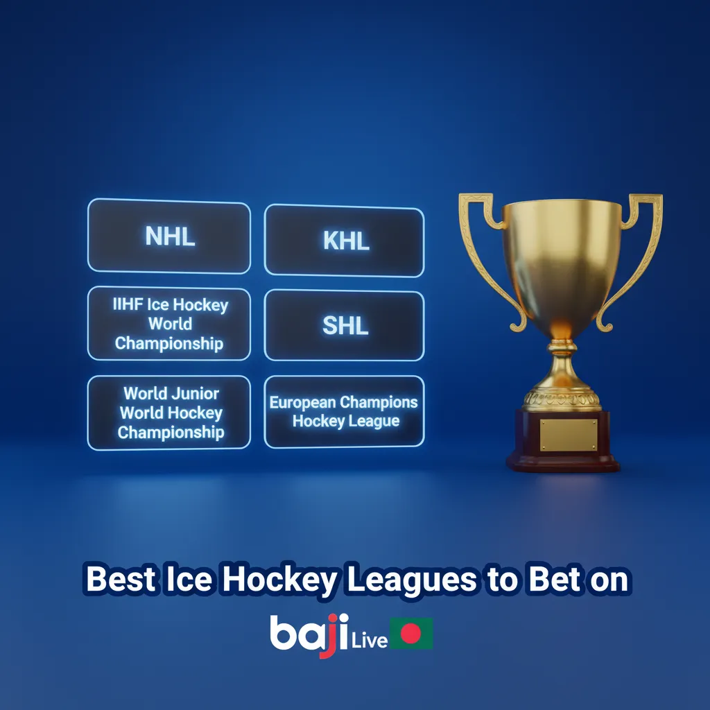 Top hockey betting leagues on Baji Live: NHL, KHL, IIHF, SHL, Liiga, Swiss NL, AHL; from preseason to playoffs.