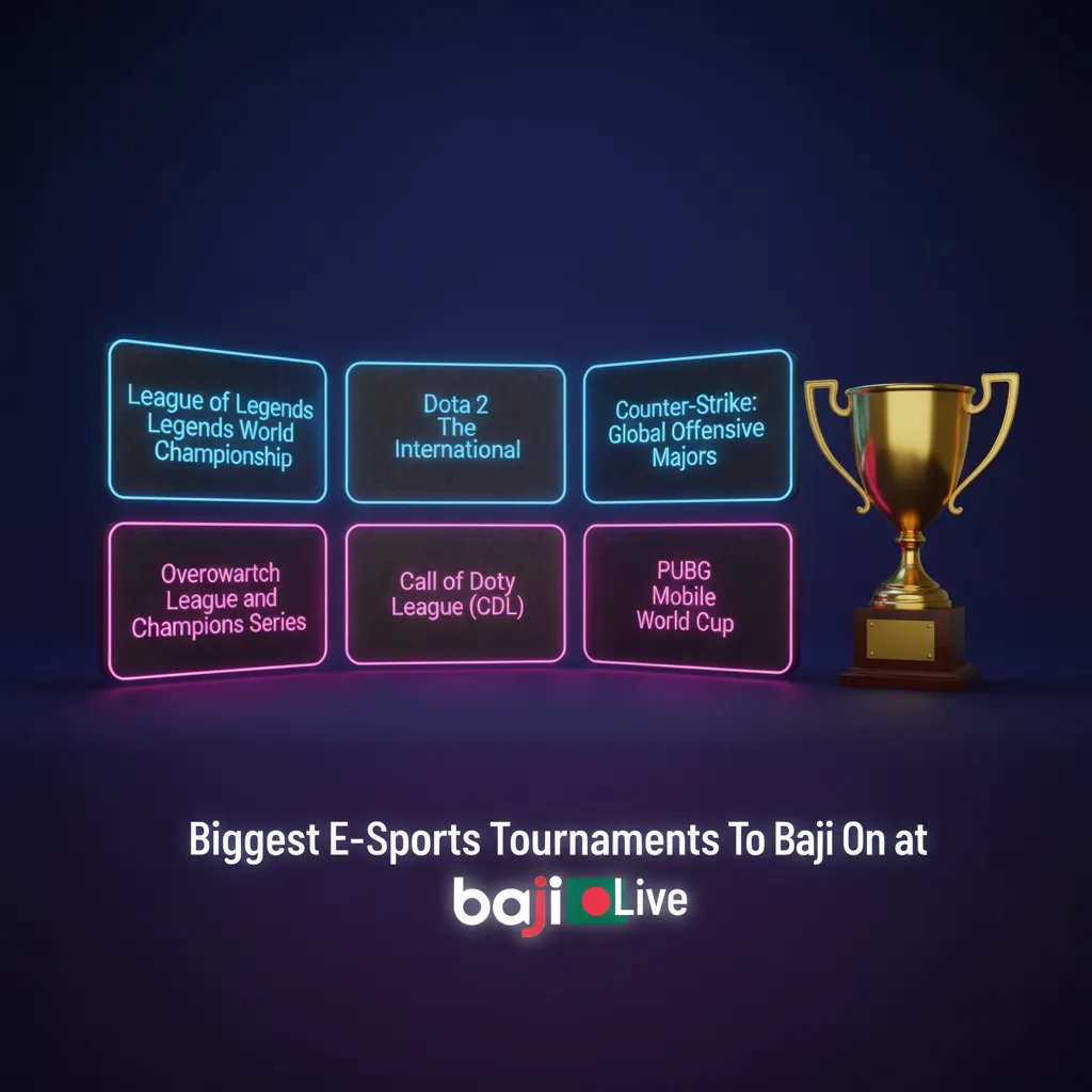 Biggest esports tournaments at Baji Live: Dota 2 TI, CS2 Major, LoL Worlds, Valorant VCT, MLBB, PUBG Mobile, Free Fire