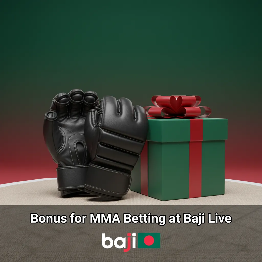 Baji Live MMA betting welcome bonus: 100% match up to ৳2,000; see Promotions for current offer, min odds 1.50; terms apply.