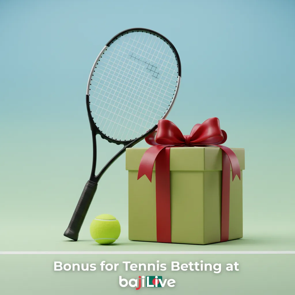 Baji Live tennis betting first deposit bonus in BDT on promo card; new users only, terms and wagering apply.