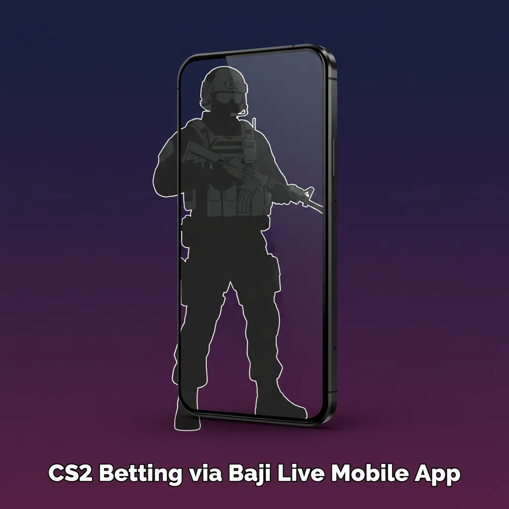 Baji Live CS2 betting on Android and iOS, showing live odds, in-play bet slip, and deposit options.