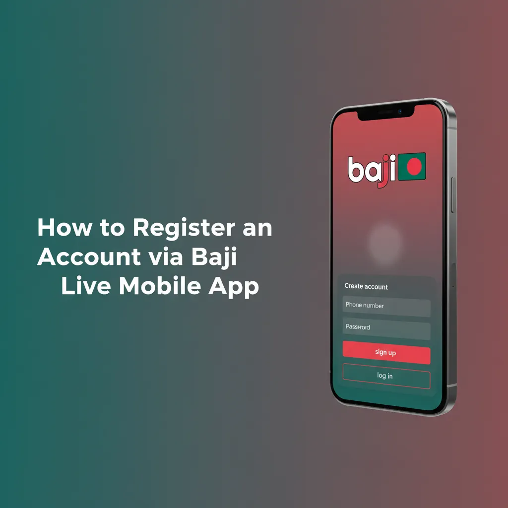 Baji Live mobile app screen showing sign-up steps: join, email/phone, Bangladesh, BDT, agree 18+, verify by OTP.