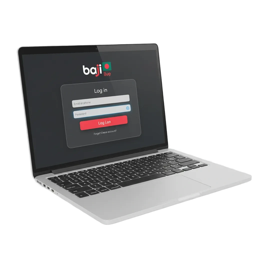 Baji Live Bangladesh login page with email/mobile and password, secure 2FA, access to sports betting, casino, and bonuses.